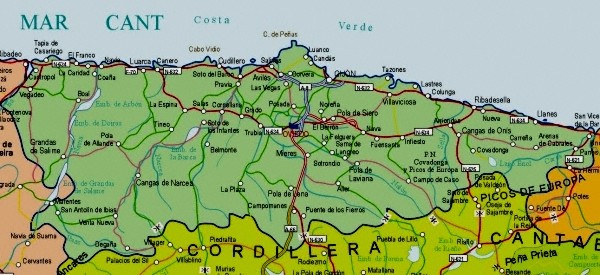 Mapa grande de Asturias