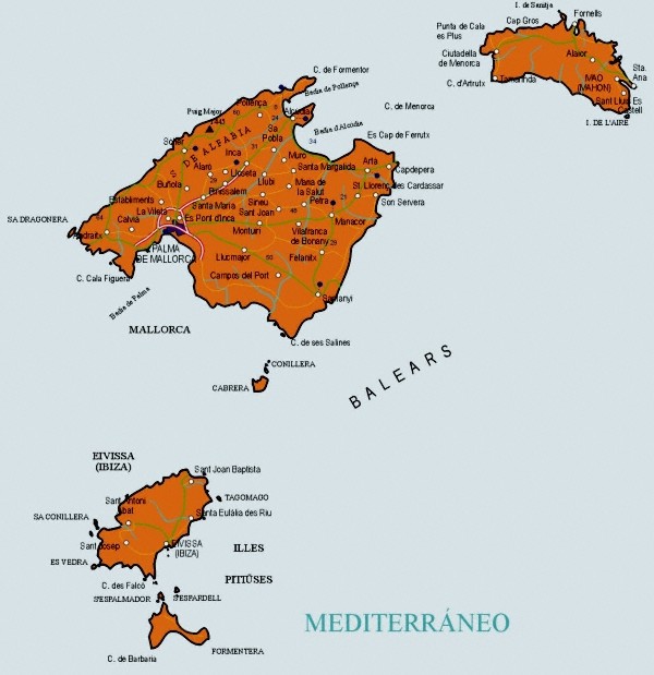 Mapa grande de Baleares
