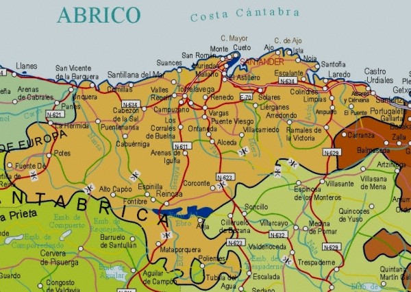 Mapa grande de Cantabria