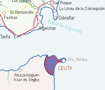 Mapa pequeo de Ceuta