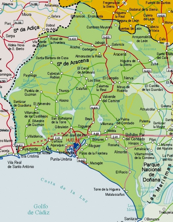 Mapa grande de Huelva