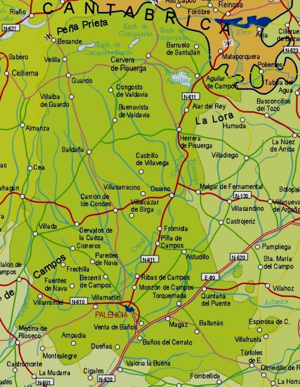 Mapa grande de Palencia