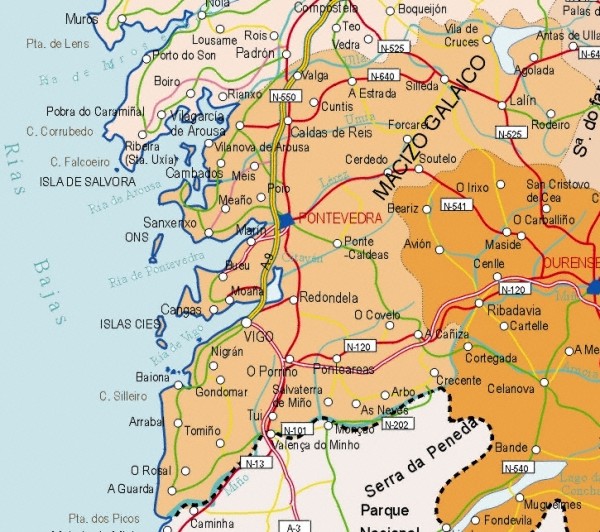 Mapa grande de Pontevedra