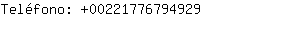 Telfono: 0022177679....
