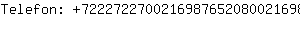 Telefon: 722272270021698765208002169876....