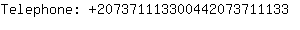 Telephone: 20737111330044207371....