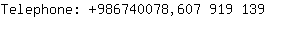 Telephone: 986740078,607 919....