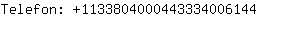 Telefon: 113380400044333400....