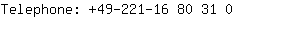 Telephone: 49-221-16 80 ....