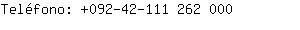 Telfono: 092-42-111 262....