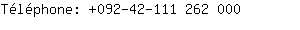 Tlphone: 092-42-111 262....