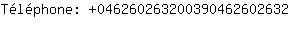 Tlphone: 04626026320039046260....