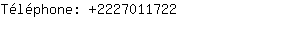 Téléphone: 222701....