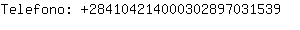 Telefono: 28410421400030289703....