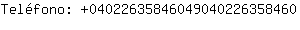 Telfono: 0402263584604904022635....