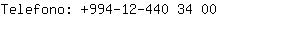 Telefono: 994-12-440 3....