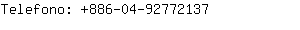 Telefono: 886-04-9277....