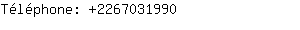 Téléphone: 226703....