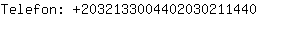 Telefon: 203213300440203021....