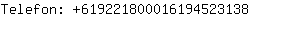 Telefon: 61922180001619452....