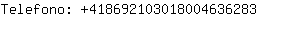 Telefono: 41869210301800463....