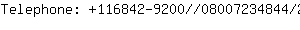 Telephone: 116842-9200//08007234844/2131-3535(....